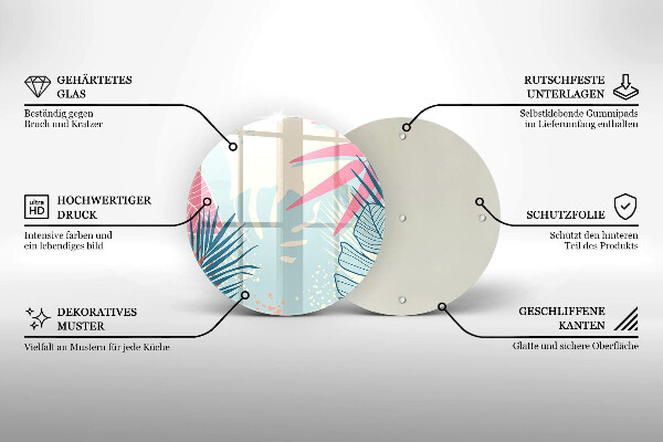 Glas Ceranfeldabdeckung Spritzschutz Pastellblätter