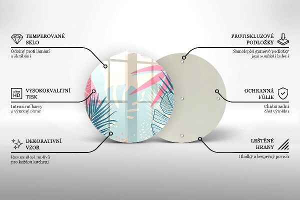 Glas Ceranfeldabdeckung Spritzschutz Pastellblätter