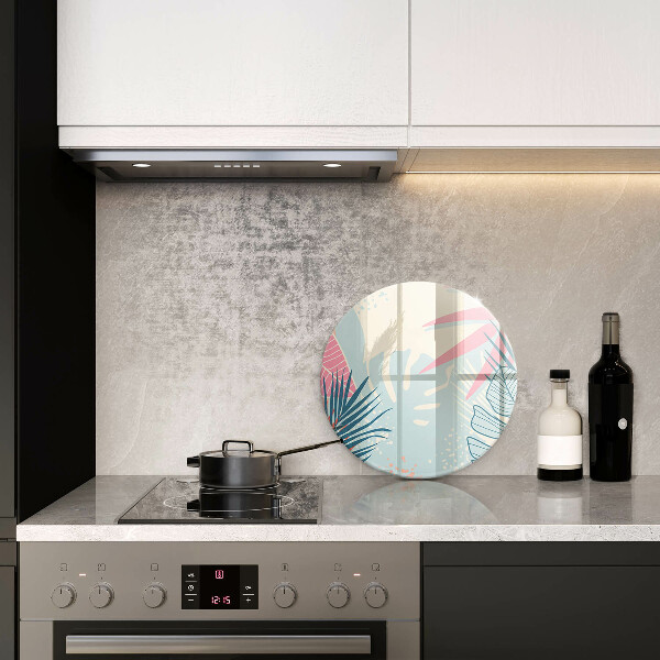 Glas Ceranfeldabdeckung Spritzschutz Pastellblätter