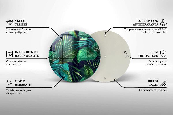 Glas Ceranfeldabdeckung Spritzschutz Illustration der Dschungelblätter