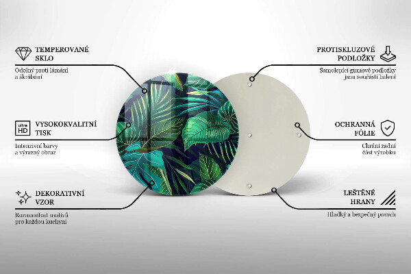 Glas Ceranfeldabdeckung Spritzschutz Illustration der Dschungelblätter