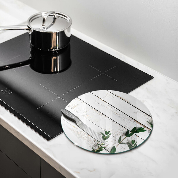 Glas Ceranfeldabdeckung Spritzschutz Alte Bretter und Blätter