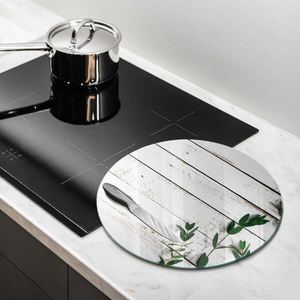 Glas Ceranfeldabdeckung Spritzschutz Alte Bretter und Blätter