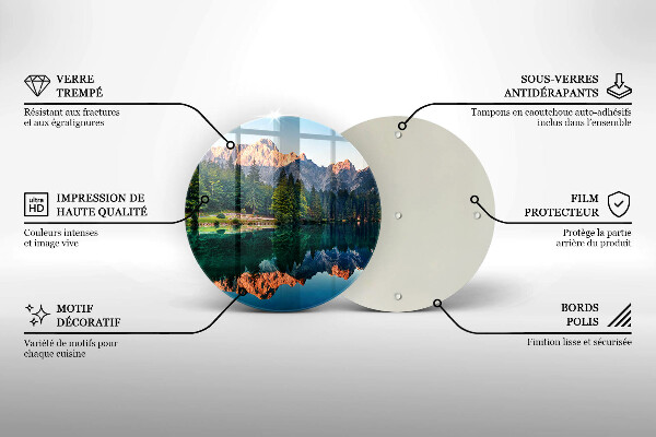 Glas Ceranfeldabdeckung Spritzschutz Wald und Bergsee