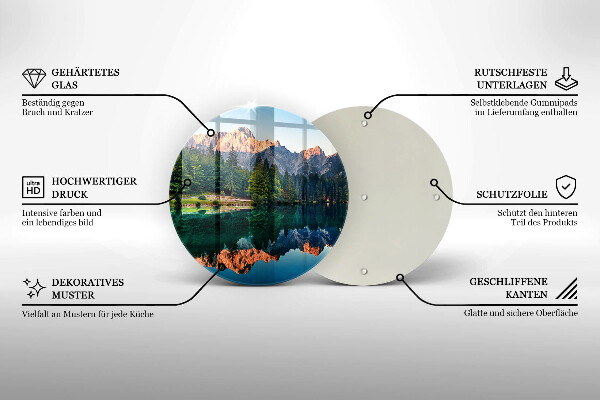 Glas Ceranfeldabdeckung Spritzschutz Wald und Bergsee