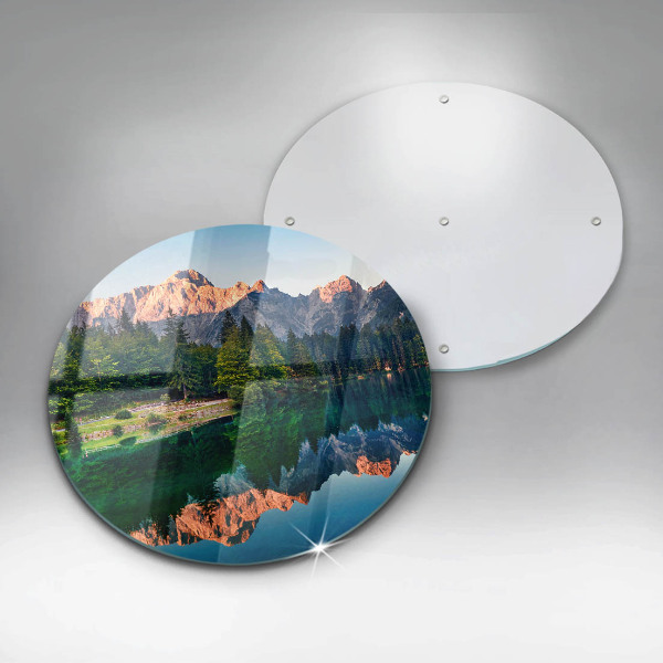 Glas Ceranfeldabdeckung Spritzschutz Wald und Bergsee