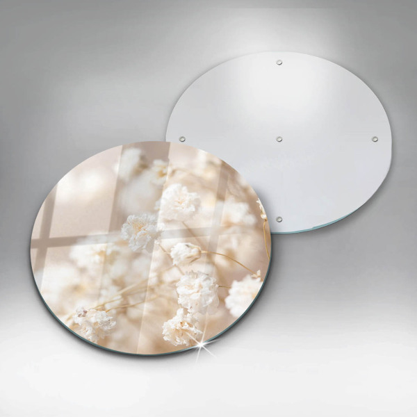 Glas Ceranfeldabdeckung Spritzschutz Zarte weiße Blüten