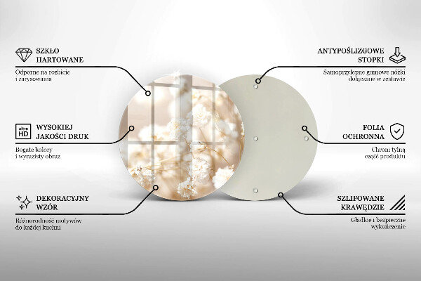 Glas Ceranfeldabdeckung Spritzschutz Zarte weiße Blüten