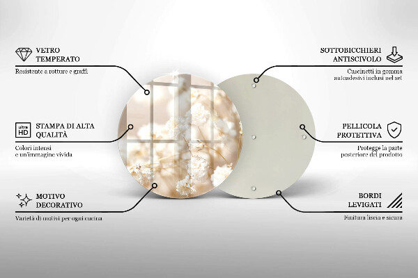 Glas Ceranfeldabdeckung Spritzschutz Zarte weiße Blüten