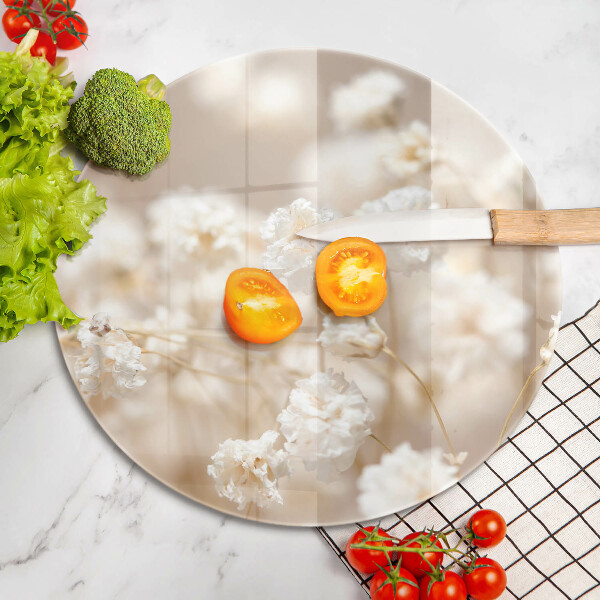 Glas Ceranfeldabdeckung Spritzschutz Zarte weiße Blüten