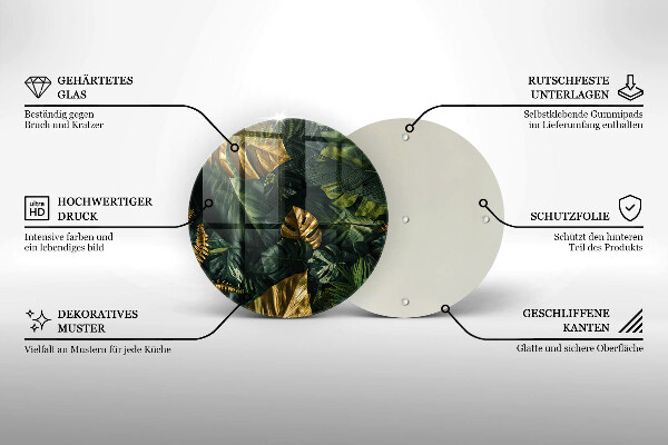 Glas Ceranfeldabdeckung Spritzschutz Goldene Monstera-Blätter