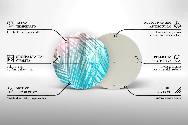 Glas Ceranfeldabdeckung Spritzschutz Pastellblätter