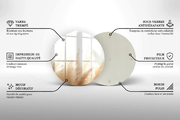 Glas Ceranfeldabdeckung Spritzschutz Pampasgras
