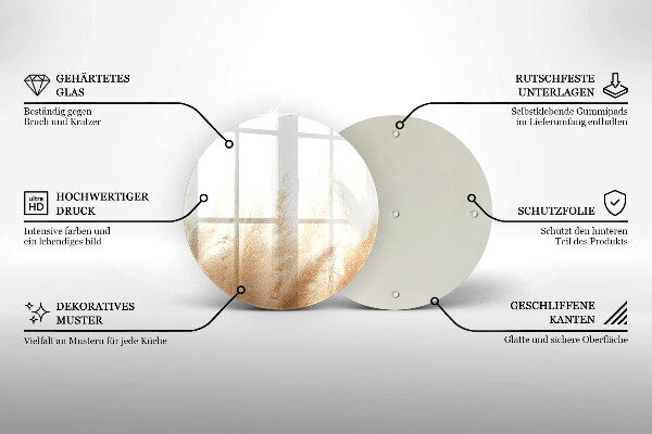 Glas Ceranfeldabdeckung Spritzschutz Pampasgras