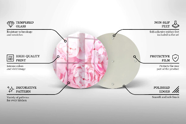 Glas Ceranfeldabdeckung Spritzschutz Zarte Pfingstrosen