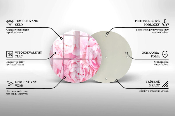 Glas Ceranfeldabdeckung Spritzschutz Zarte Pfingstrosen