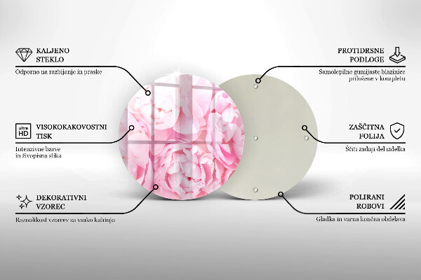 Glas Ceranfeldabdeckung Spritzschutz Zarte Pfingstrosen