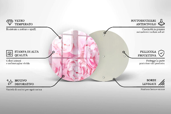 Glas Ceranfeldabdeckung Spritzschutz Zarte Pfingstrosen