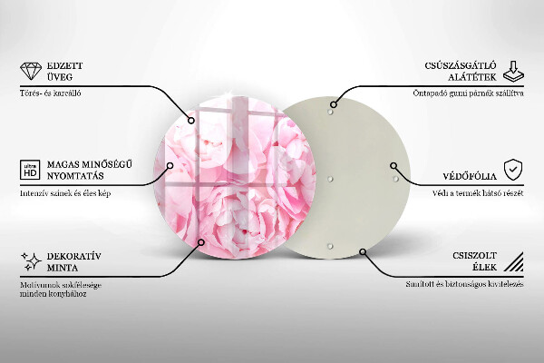 Glas Ceranfeldabdeckung Spritzschutz Zarte Pfingstrosen