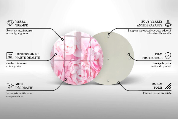 Glas Ceranfeldabdeckung Spritzschutz Zarte Pfingstrosen
