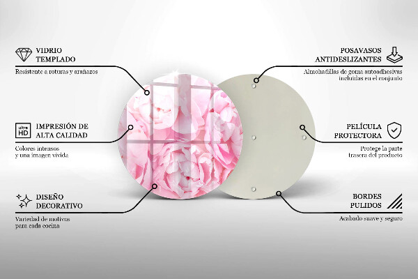 Glas Ceranfeldabdeckung Spritzschutz Zarte Pfingstrosen