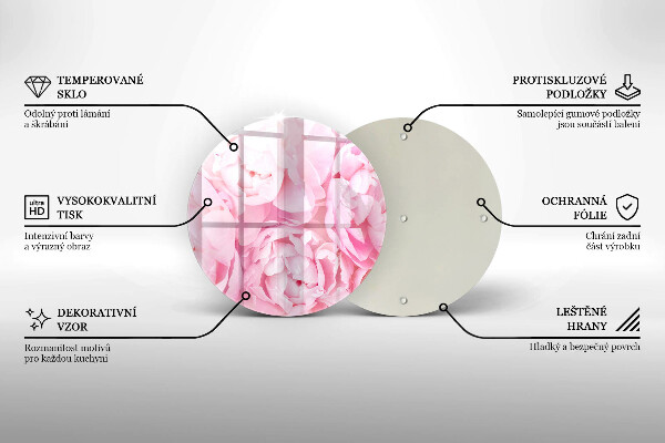 Glas Ceranfeldabdeckung Spritzschutz Zarte Pfingstrosen