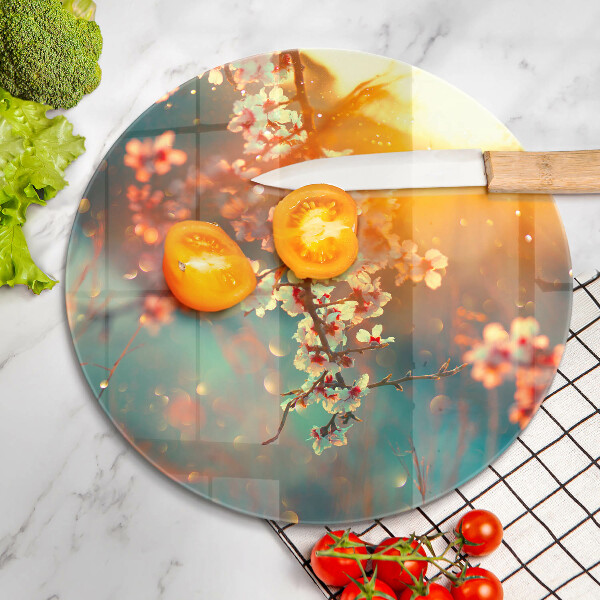 Glas Ceranfeldabdeckung Apfelblüten in der Sonne