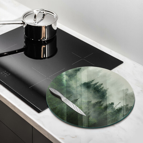 Glas Ceranfeldabdeckung Nebelige Waldlandschaft