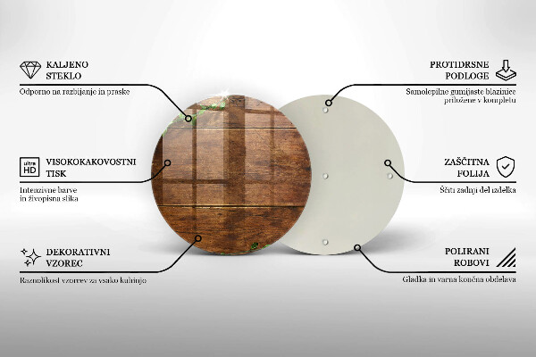 Glas Ceranfeldabdeckung Holzbretter und Blätter