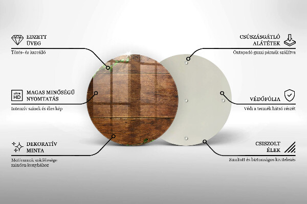 Glas Ceranfeldabdeckung Holzbretter und Blätter