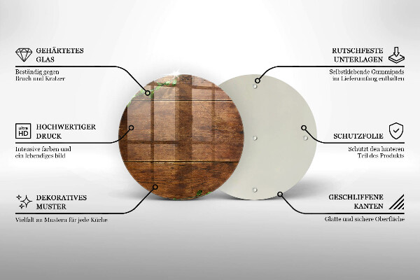 Glas Ceranfeldabdeckung Holzbretter und Blätter