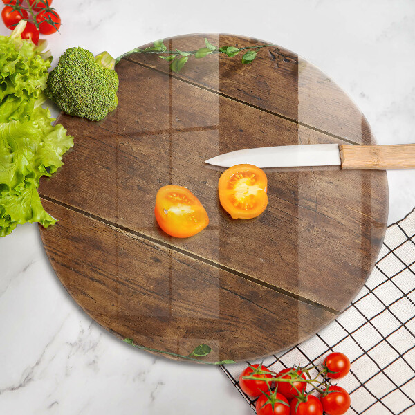 Glas Ceranfeldabdeckung Holzbretter und Blätter