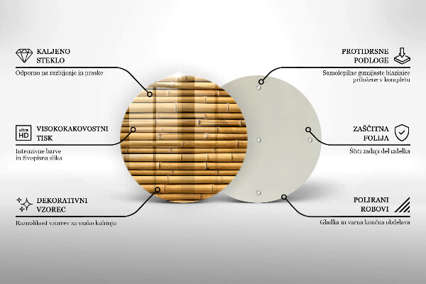 Glas Herdabdeckplatte Natur-Boho-Bambus