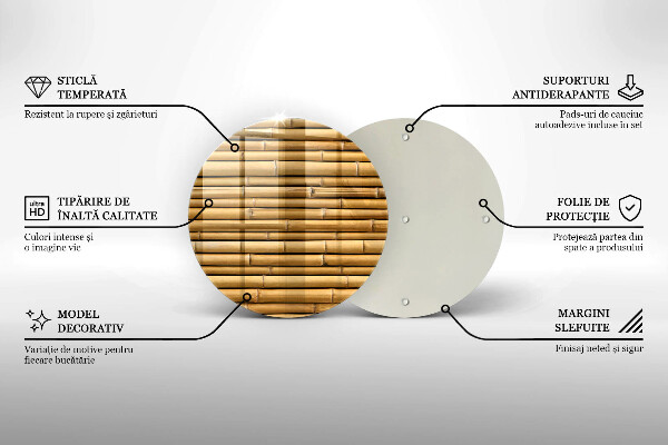 Glas Herdabdeckplatte Natur-Boho-Bambus