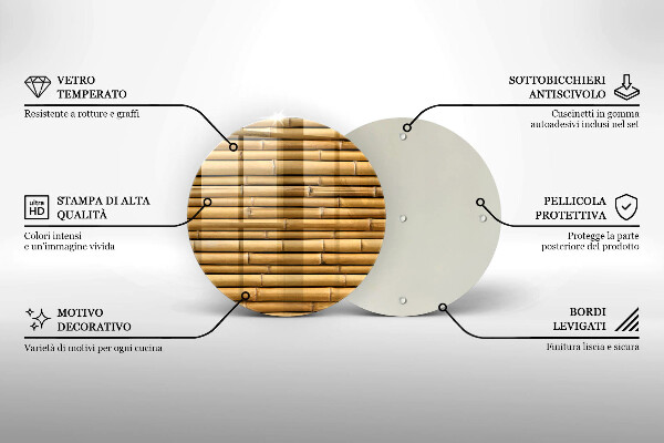 Glas Herdabdeckplatte Natur-Boho-Bambus