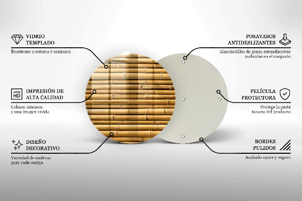 Glas Herdabdeckplatte Natur-Boho-Bambus