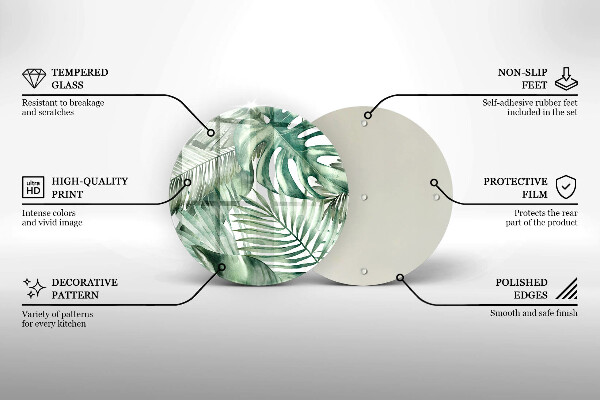 Glas Herdabdeckplatte Bemalte Blätter