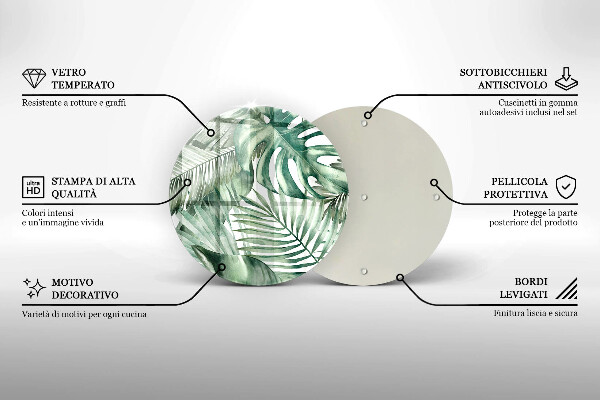 Glas Herdabdeckplatte Bemalte Blätter