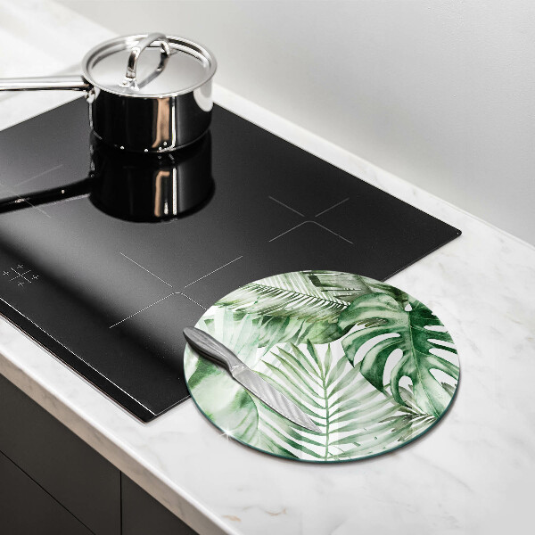 Glas Herdabdeckplatte Bemalte Blätter