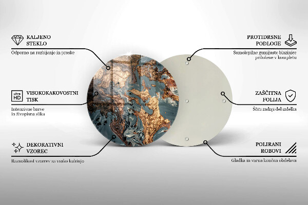 Glas Herdabdeckplatte Dekostein mit Gold