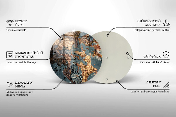 Glas Herdabdeckplatte Dekostein mit Gold