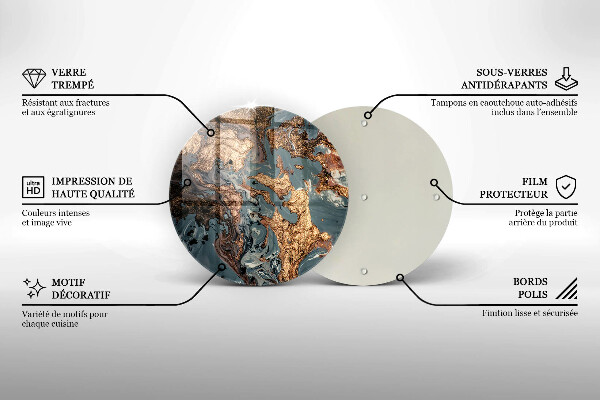 Glas Herdabdeckplatte Dekostein mit Gold