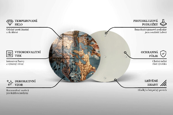 Glas Herdabdeckplatte Dekostein mit Gold