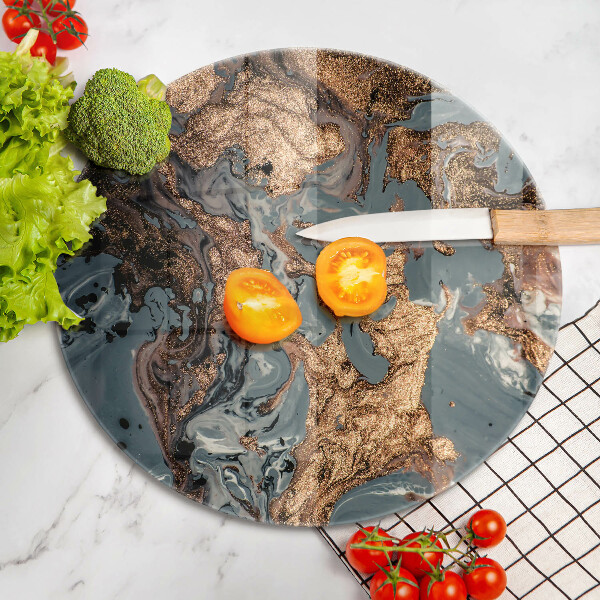 Glas Herdabdeckplatte Dekostein mit Gold