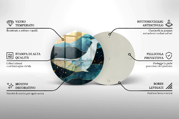 Glas Ceranfeldabdeckung Spritzschutz Wal-Abstraktion