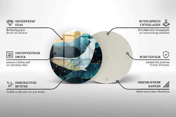 Glas Ceranfeldabdeckung Spritzschutz Wal-Abstraktion