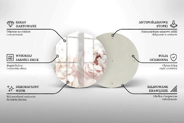 Glas Ceranfeldabdeckung Spritzschutz Pastellfarbene Pfingstrosen