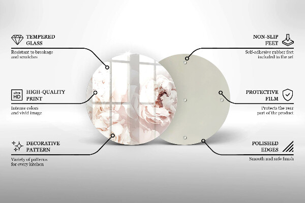 Glas Ceranfeldabdeckung Spritzschutz Pastellfarbene Pfingstrosen