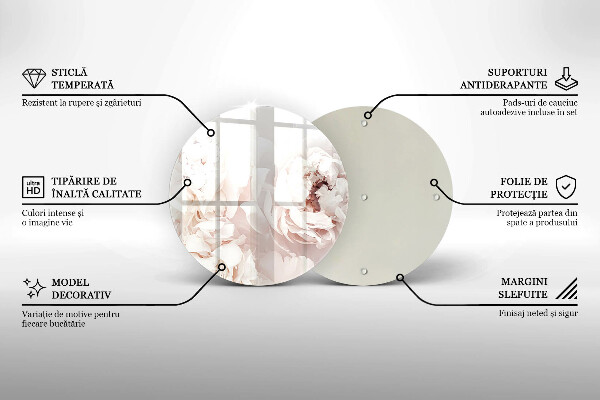 Glas Ceranfeldabdeckung Spritzschutz Pastellfarbene Pfingstrosen