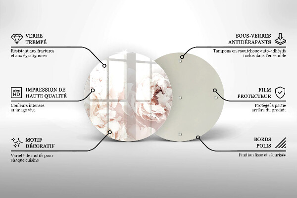 Glas Ceranfeldabdeckung Spritzschutz Pastellfarbene Pfingstrosen
